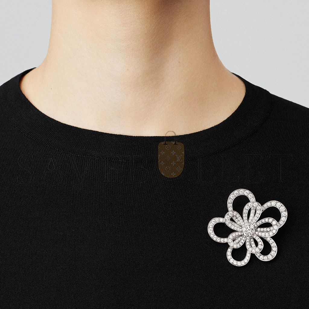 V*N CL*F arpels flowerlace clip and pendant vcarp0i300